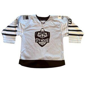 STY House Hockey Team Jersey Youth Boys Size Large Militia #16 Light Blue Black